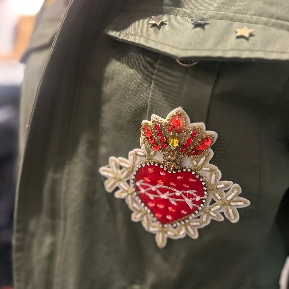 Zadig & Voltaire Olive Utility Jacket with Embroidered Patches - Picture 4 of 5